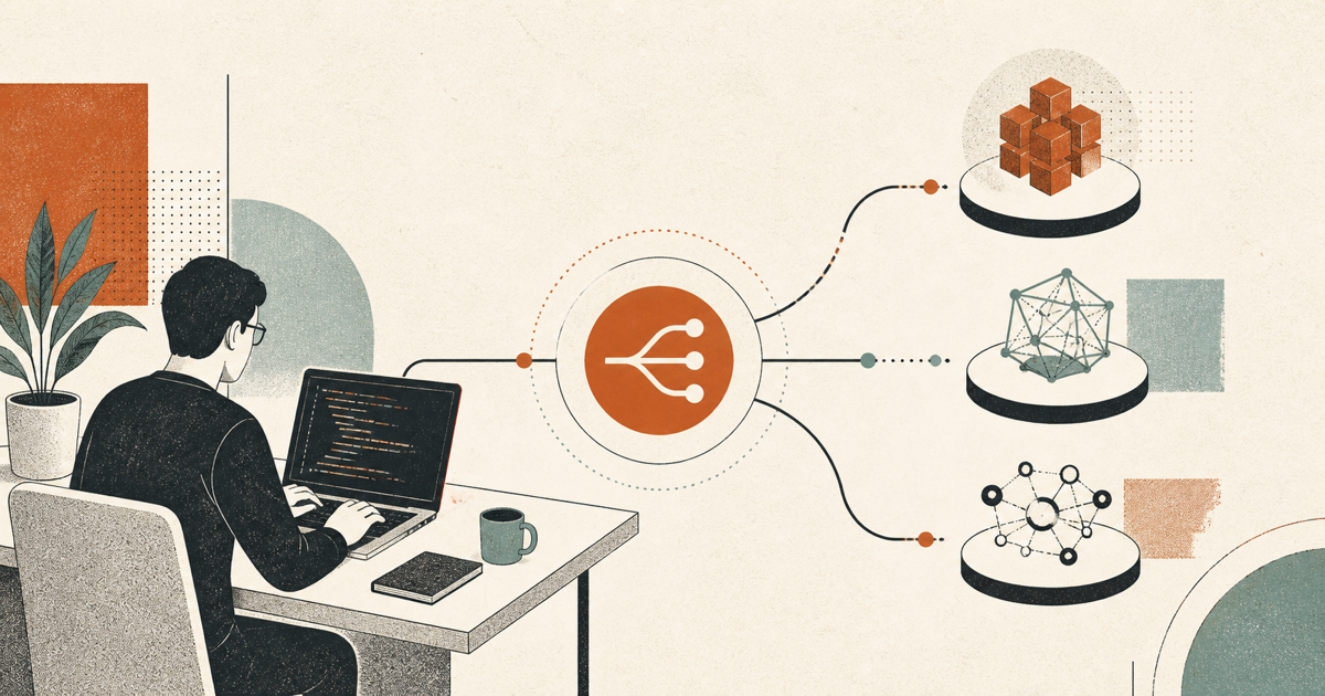 A coding workspace routing work across multiple model providers through one hub